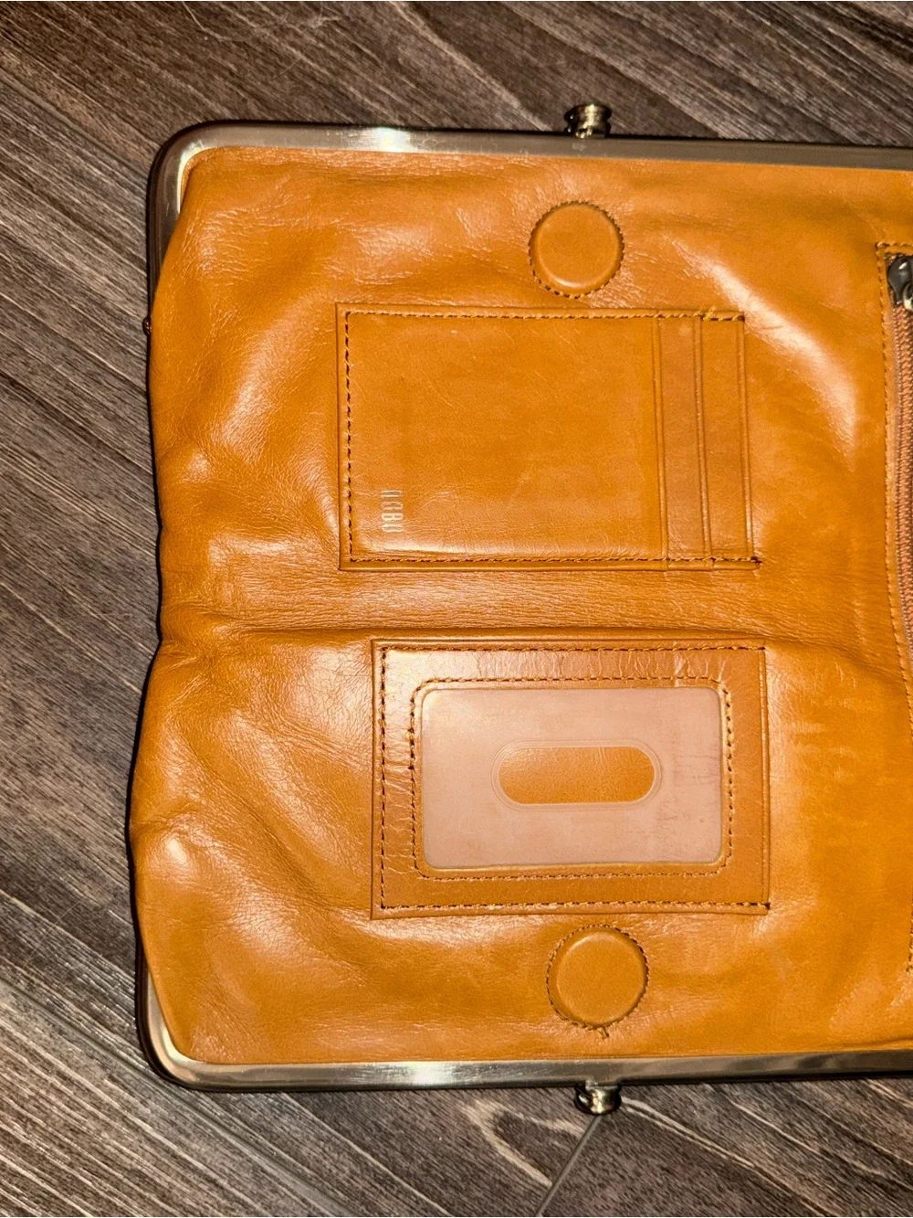 HOBO Caramel Leather Clasp Wallet